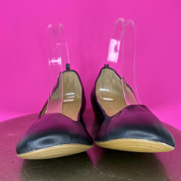 J.Crew Cece Hidden Wedge Black Leather Round Toe Flat Sz 6.5 - Picture 2 of 7